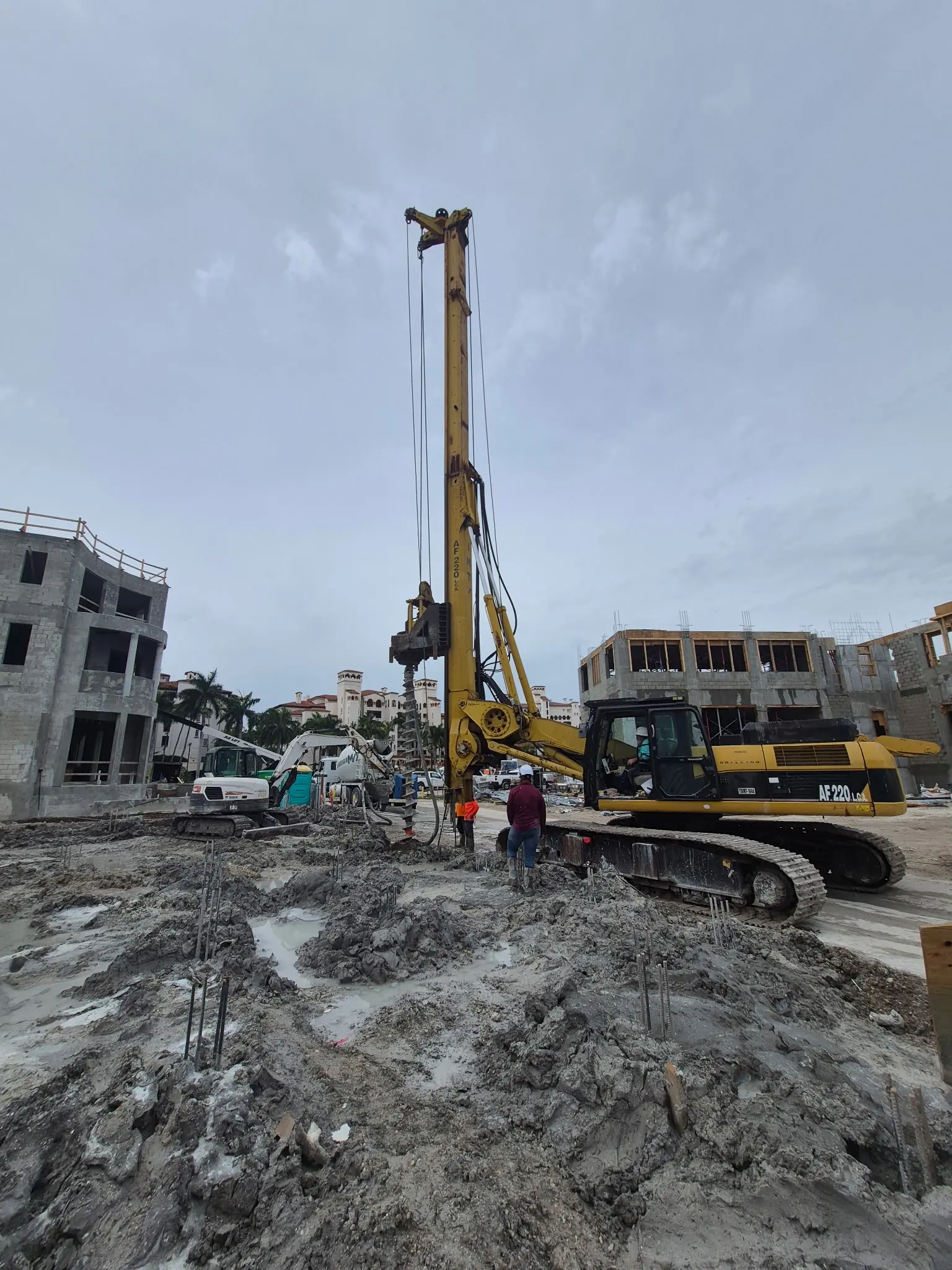 DCE Equipment Corp field crew working at an active auger cast piling site