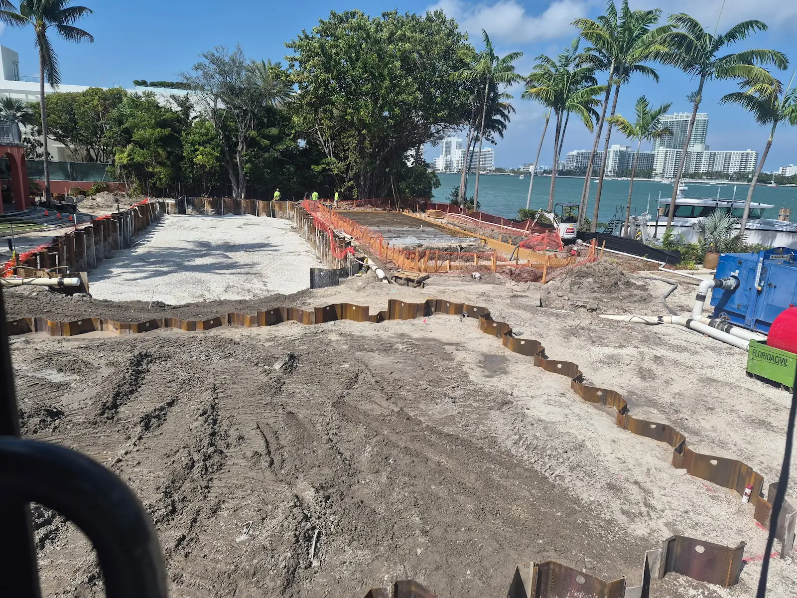 Excavated ground prepared for deep foundation work