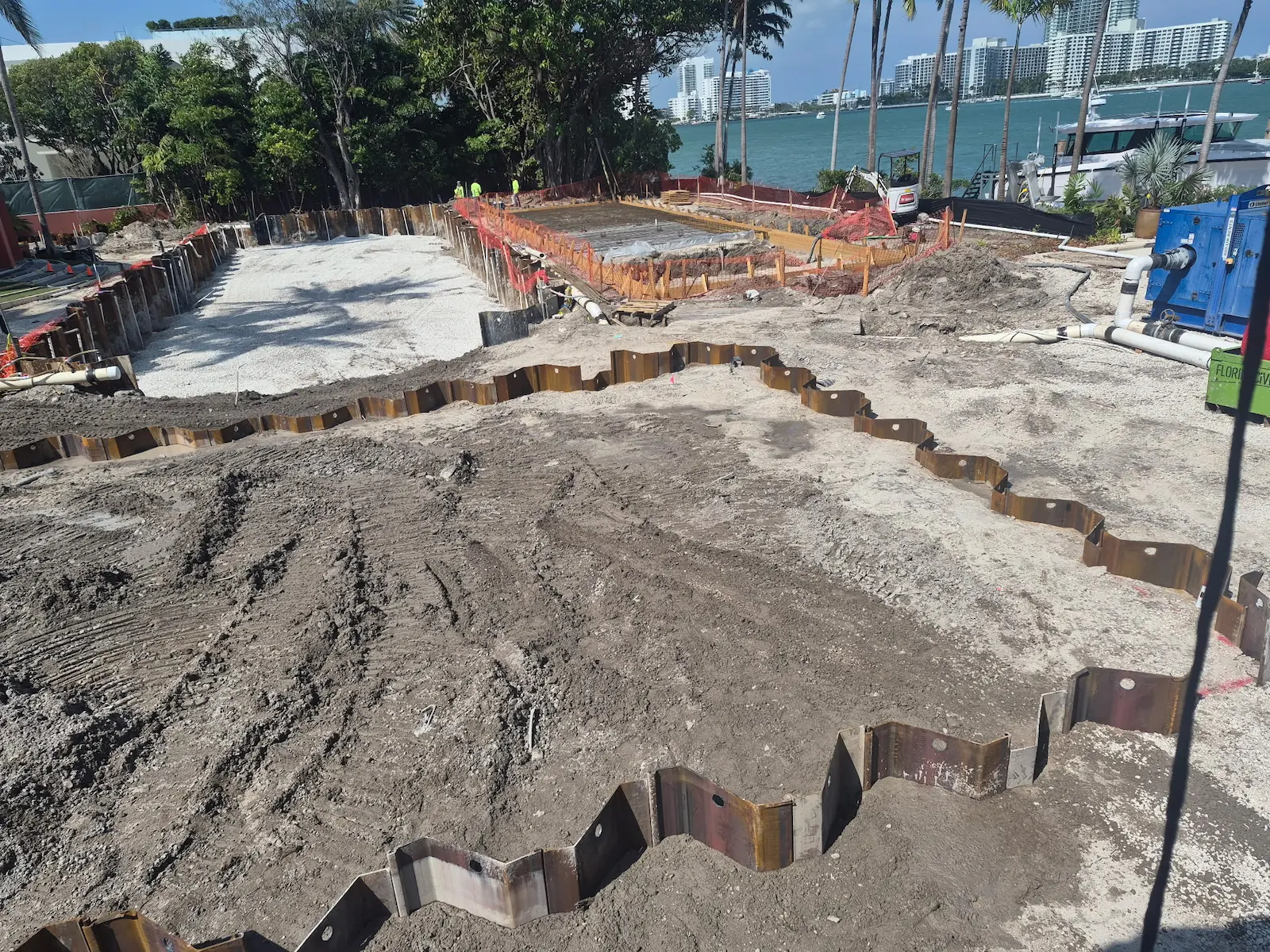 Treated and excavated ground prepared for foundation work