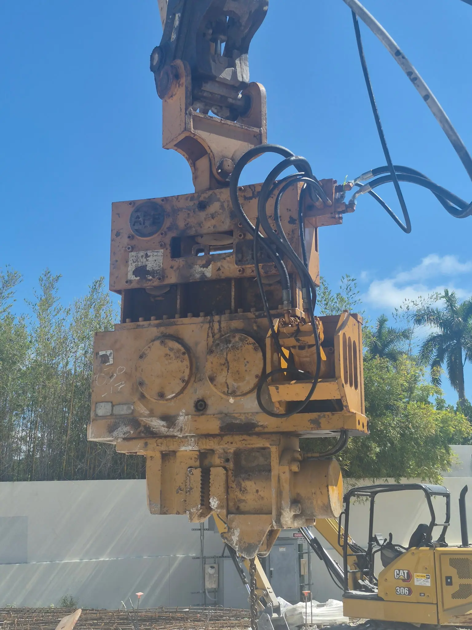 Close-up of DCE drilling and grouting equipment on site