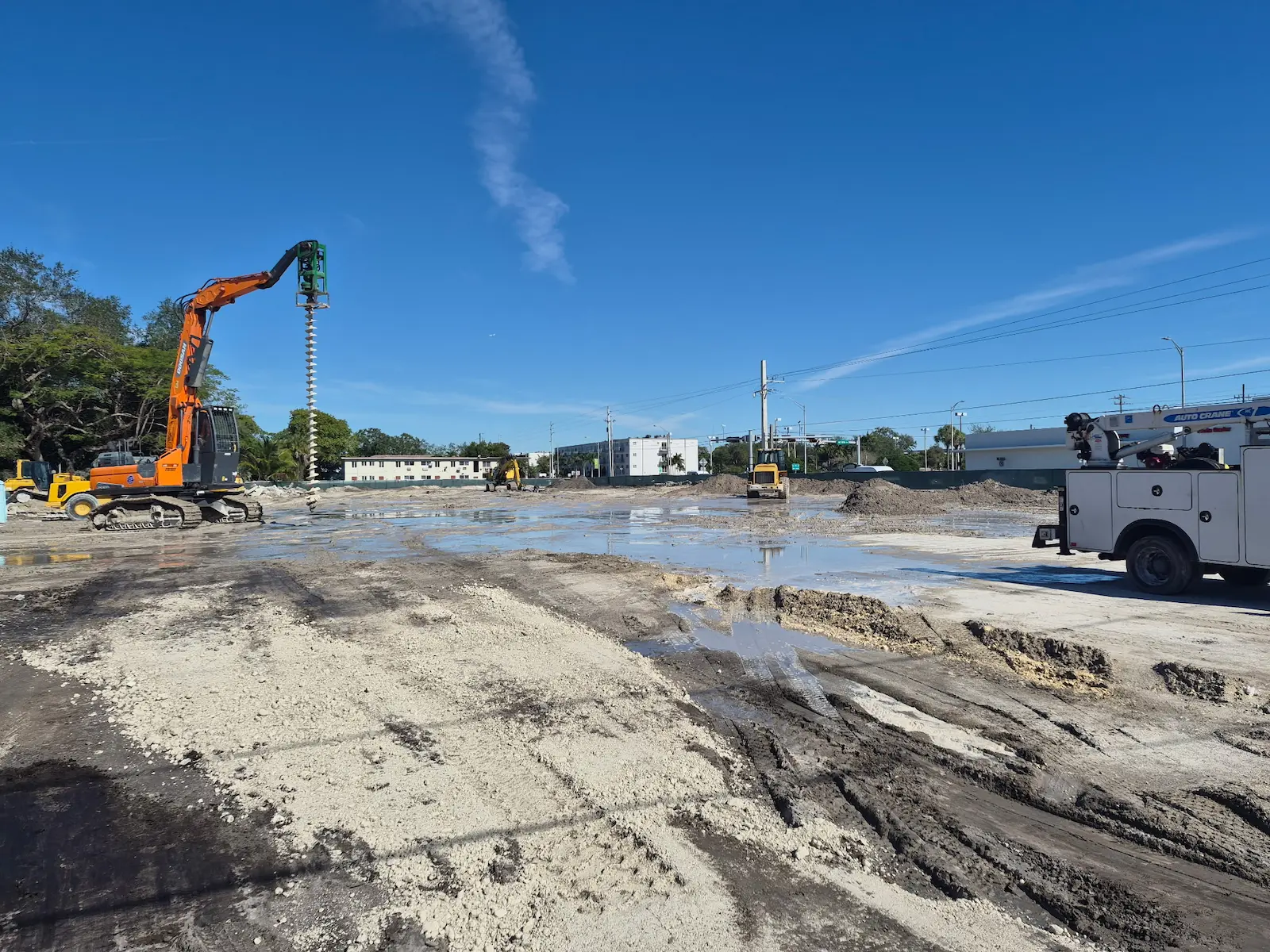 Site development and earthwork across a commercial project site