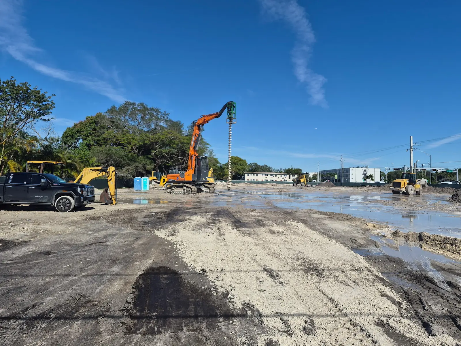 Heavy equipment performing site grading