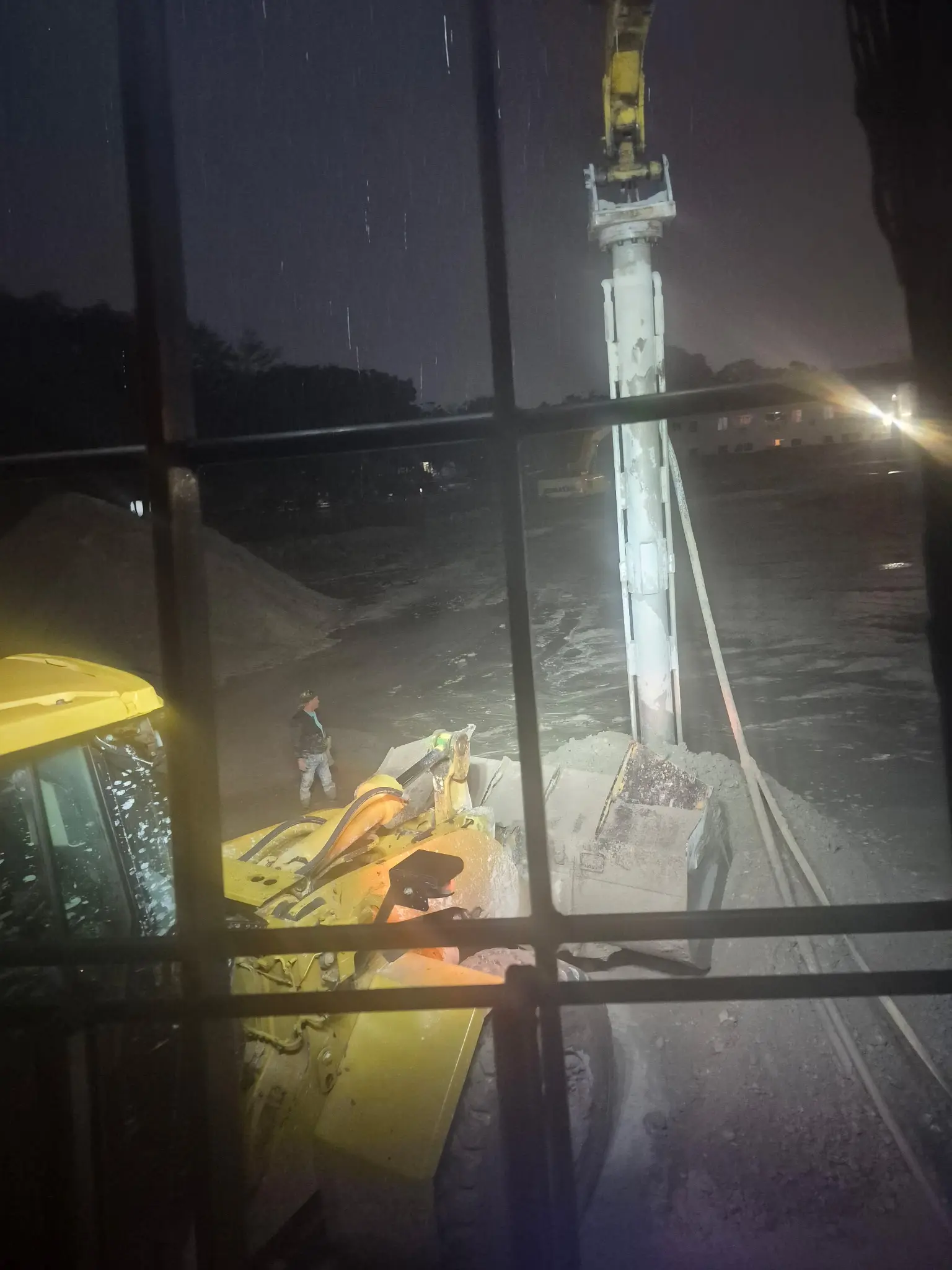 Job site progress viewed from the equipment cab